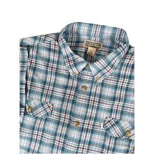 Duluth Trading Co Breezeshooter Red‎ White Blue Vented Check S/S Shirt Men's 3XL